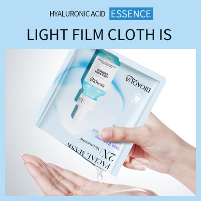 Collagen Face Mask packaging held in hand, showcasing hydrating formula with hyaluronic acid essence.
